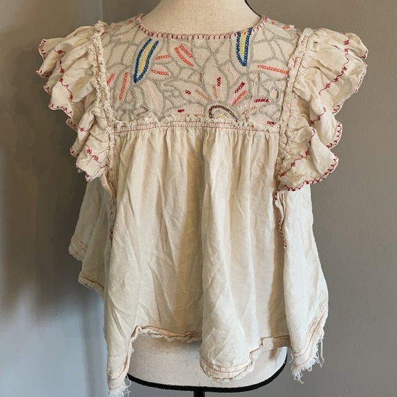 Free People boho top Free People Hailey Embroidered Top - Natural - Picture 9 of 13